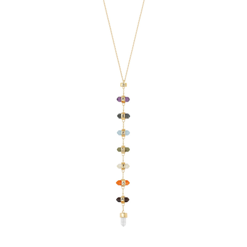 Thumbnail of Multistone Chakra Lariat Necklace – Energy Healing Gemstone Jewelry – Magical Drops image