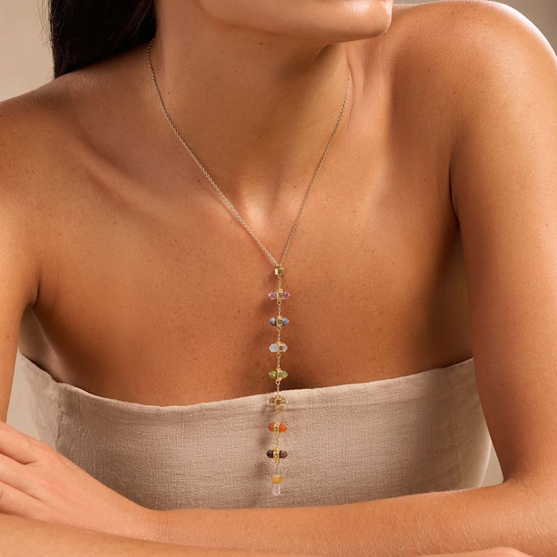Thumbnail of Multistone Chakra Lariat Necklace – Energy Healing Gemstone Jewelry – Magical Drops image