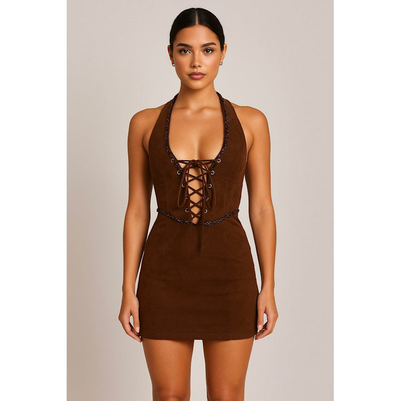 Thumbnail of Mahogany Bloom Suede Dress image