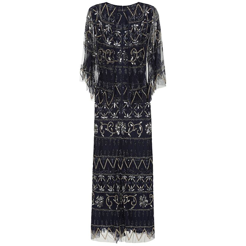 Thumbnail of Mahonia Navy Embellished Cape Sleeve Midaxi Dress image
