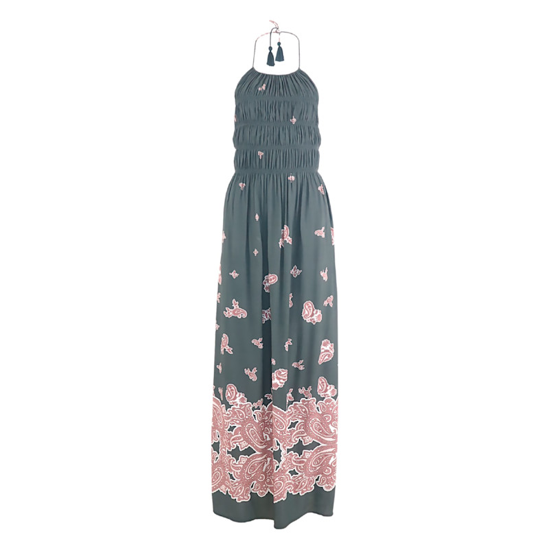 knee length dresses for ladies Cordelia Long Dress: Sky-Blue Tie-Dye Gown with Sequins main image 0