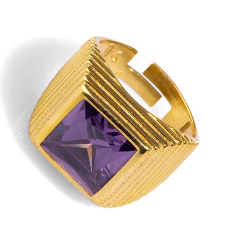 Thumbnail of Majestic Amethyst & Gold Vermeil Chunky Signet Ring - Purple image