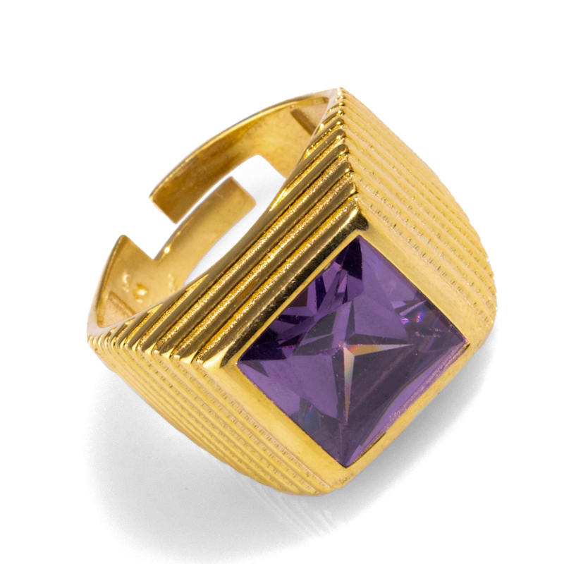 Thumbnail of Majestic Amethyst & Gold Vermeil Chunky Signet Ring - Purple image