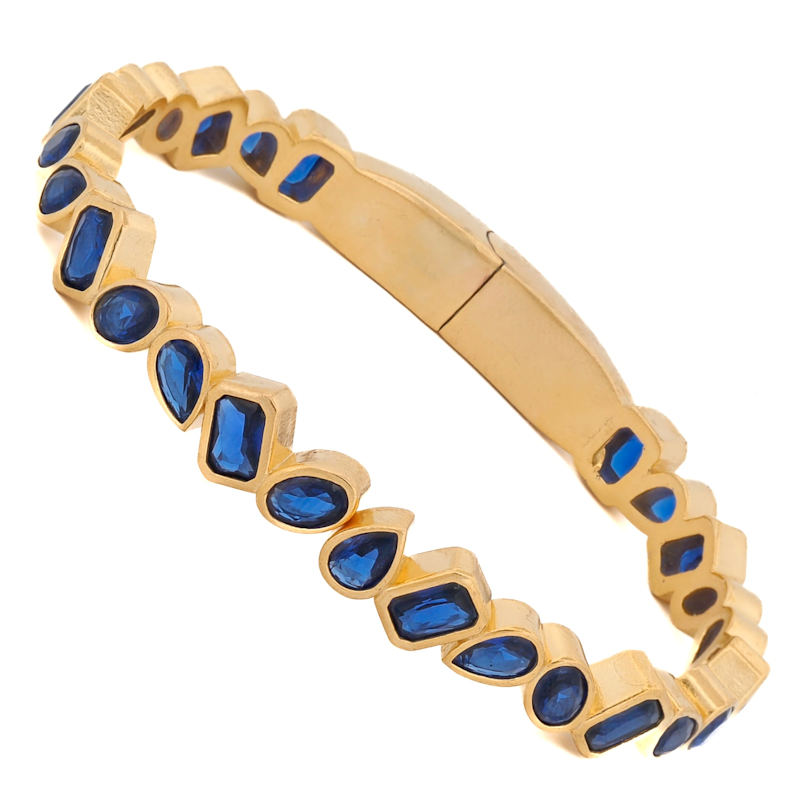 Thumbnail of Sapphire Stone  & Gold Majestic Bangle Bracelet - Gold image