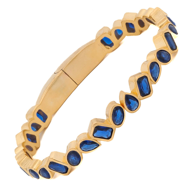 Thumbnail of Sapphire Stone  & Gold Majestic Bangle Bracelet - Gold image