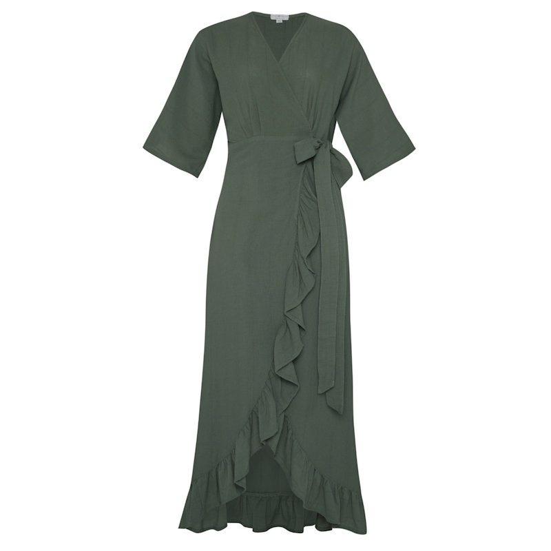 【WOOHWA】MARINE FRILL WRAP SK Lightweight Maka Beach Wrap Ruffle Dress | Bukawaswim | Wolf