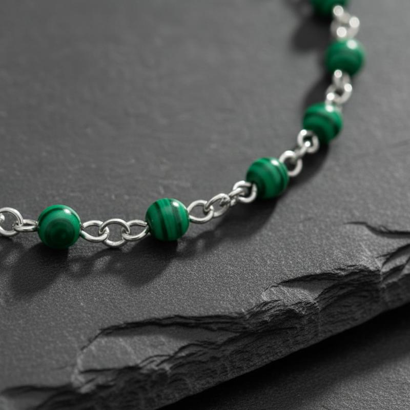 Thumbnail of Malachite Gemstone Link Bracelet image