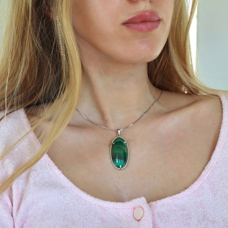 Thumbnail of Malachite Pendant With Sterling Silver Chain image