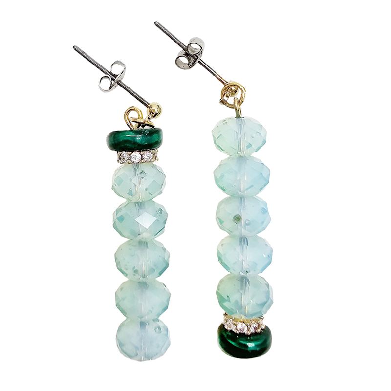 Thumbnail of Malachite With Opal Asymmetric Earrings image