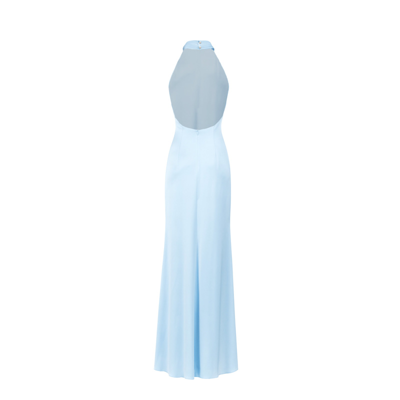 Thumbnail of Mallory Long Satin Dress In Baby Blue image