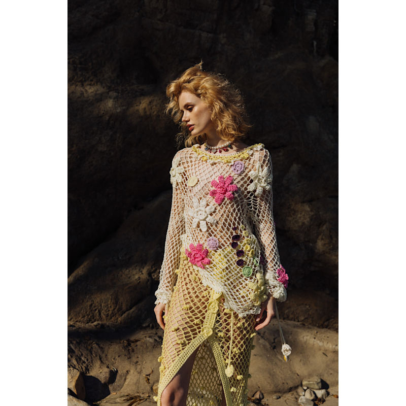 Thumbnail of Yellow Handmade Crochet Skirt image