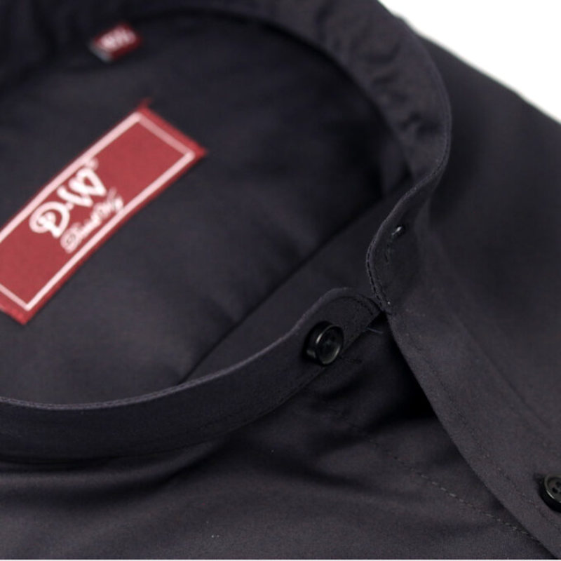 Thumbnail of Mandarin Button Cuff Poplin Shirt - Black image