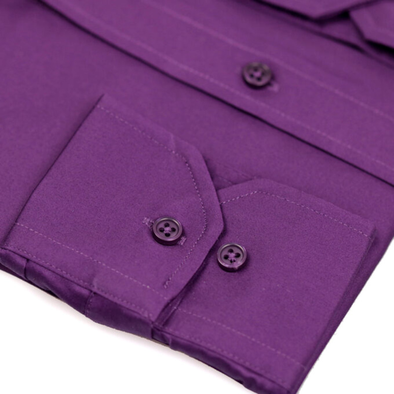 Thumbnail of Mandarin Button Cuff Poplin Shirt –  Purple image