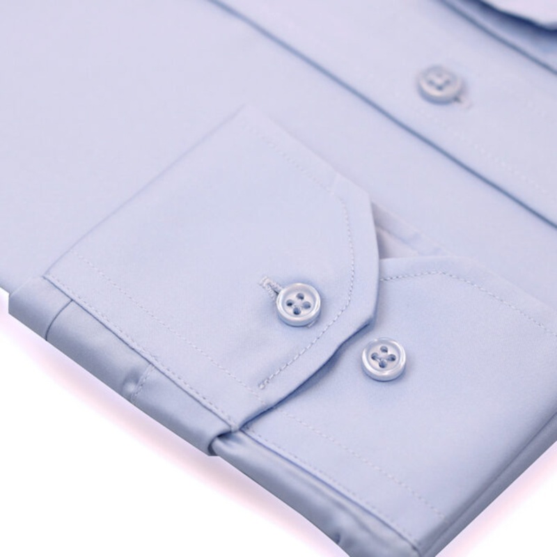 Thumbnail of Mandarin Button Cuff Poplin Shirt - Sky Blue image