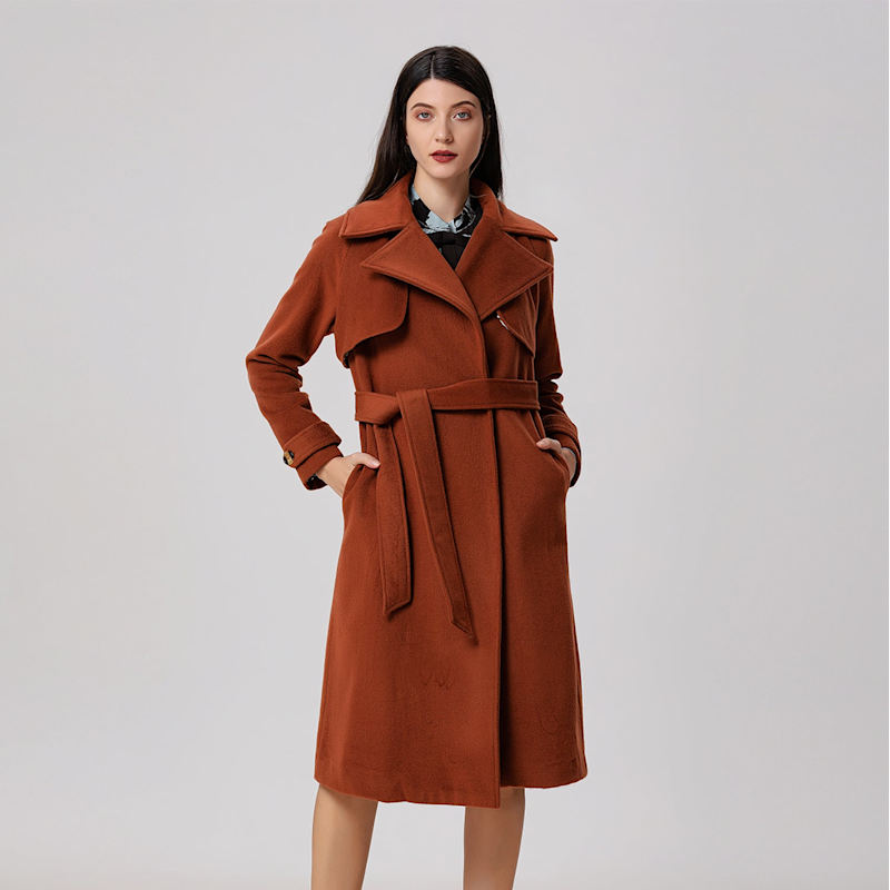 Thumbnail of Shoulder Flaps Woolen Coat - Brown image