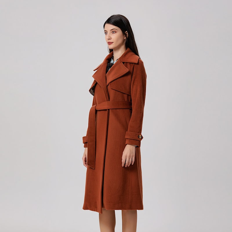 Thumbnail of Shoulder Flaps Woolen Coat - Brown image