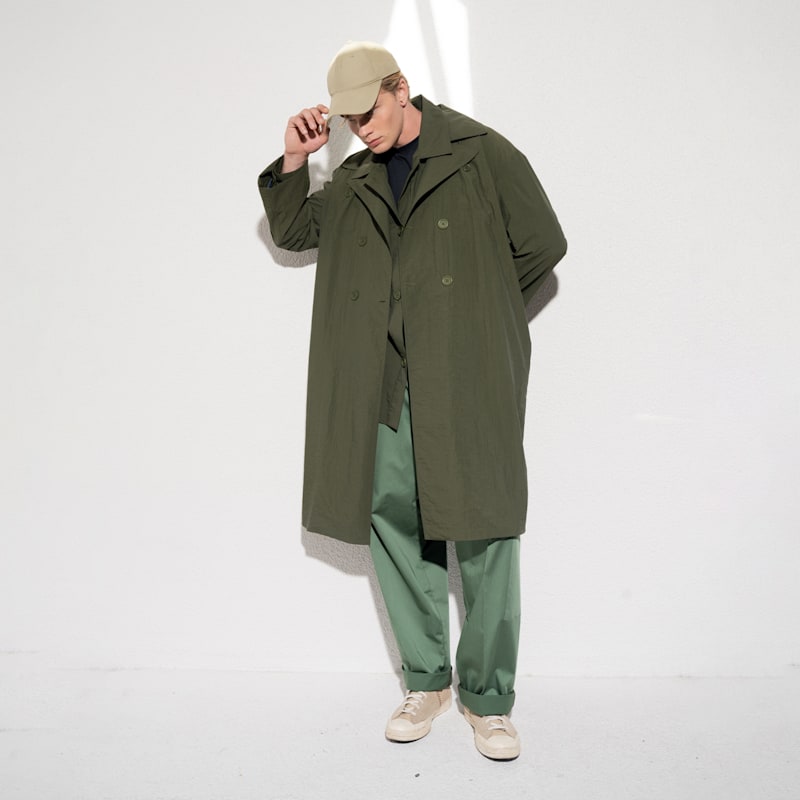 Maple Trench Coat Green Men | GUAJ LONDON | Wolf & Badger