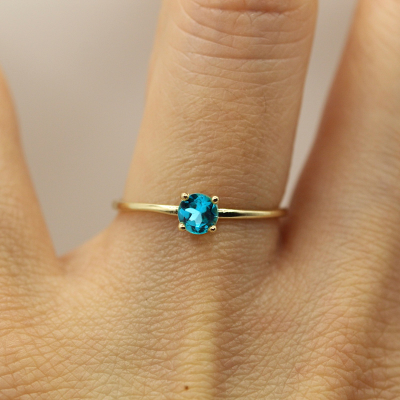 Thumbnail of March Birthstone Aquamarine Yellow Gold Ring image