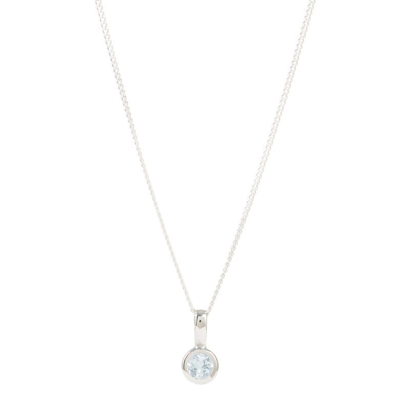 Thumbnail of March Birthstone Charm Silver Necklace - Aquamarine image