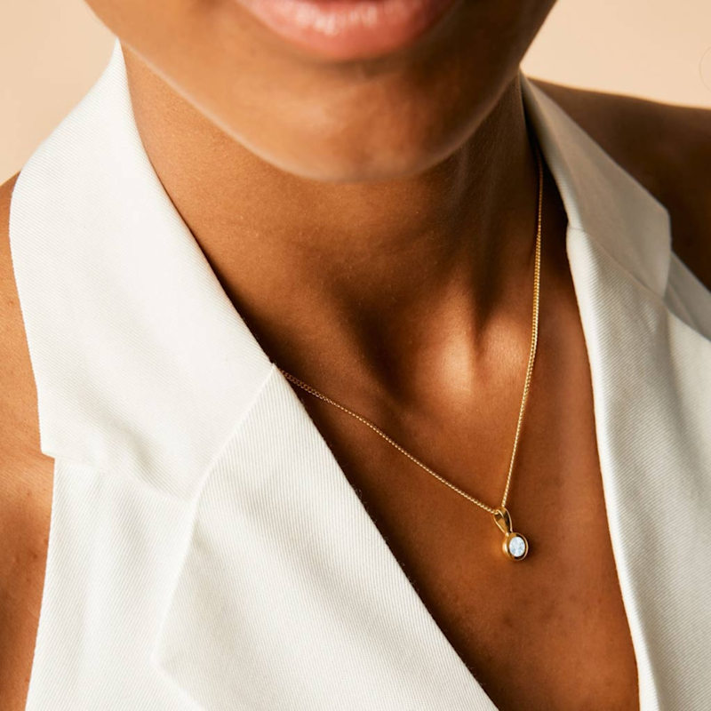 Thumbnail of March Birthstone Gold Vermeil Necklace - Aquamarine image
