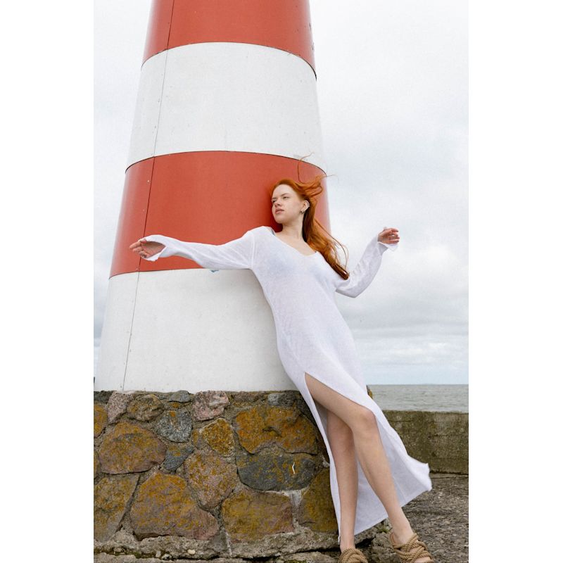 Salanida Mare 100% Linen Long Dress - White