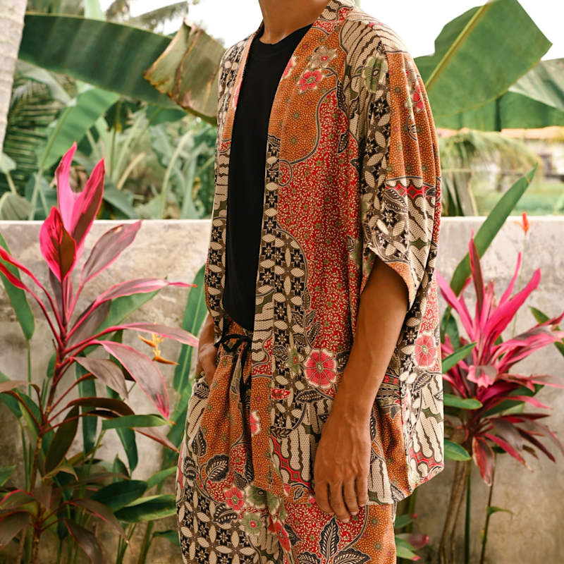 Thumbnail of Marei Floral Resort Satin Kimono Set image