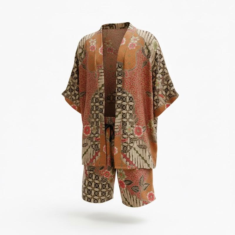 Thumbnail of Marei Floral Resort Satin Kimono Set image