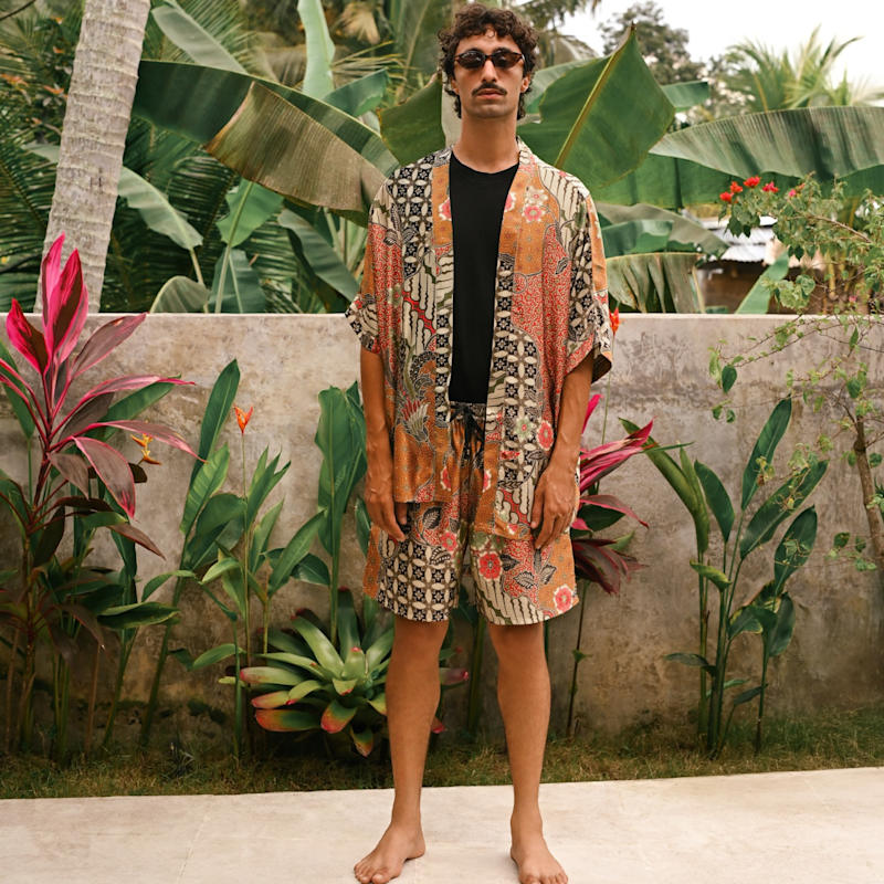 Thumbnail of Marei Floral Resort Satin Kimono Set image