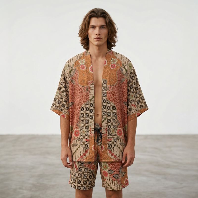 Thumbnail of Marei Floral Resort Satin Kimono Set image