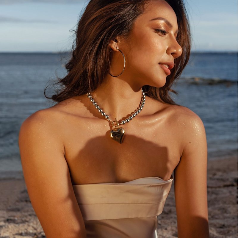 Thumbnail of Margaux Two-Tone Mixed Metals Heart Necklace image