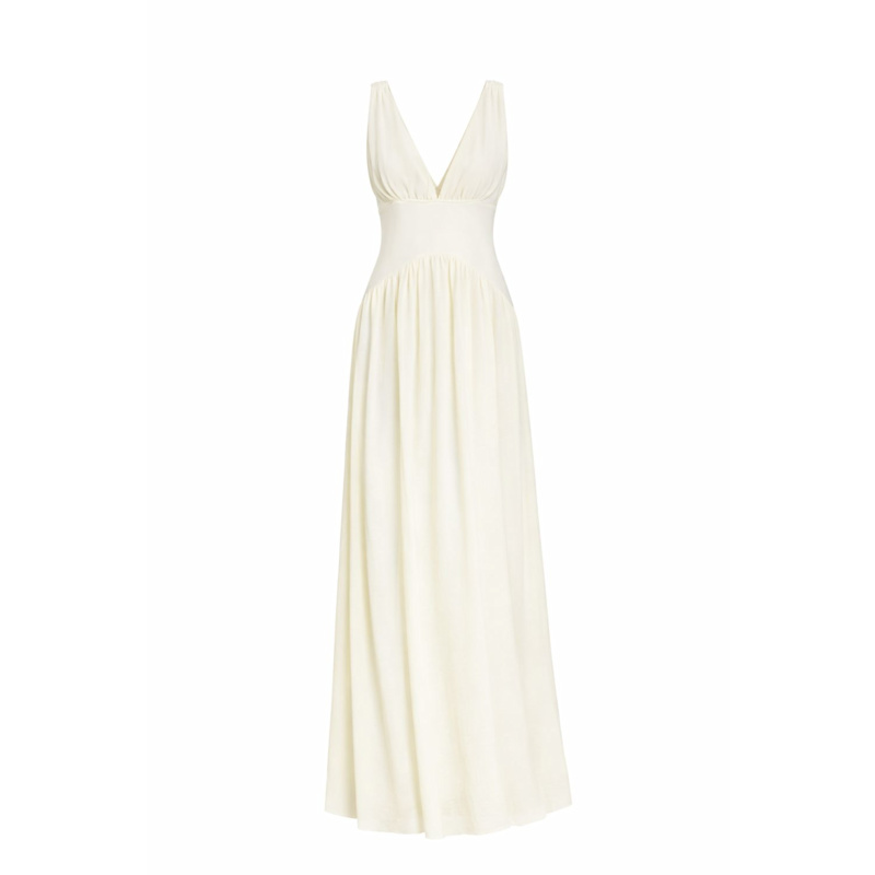 fitted lace wedding dress Casual White Chiffon Long Maxi Dress White / US 14 main image 0