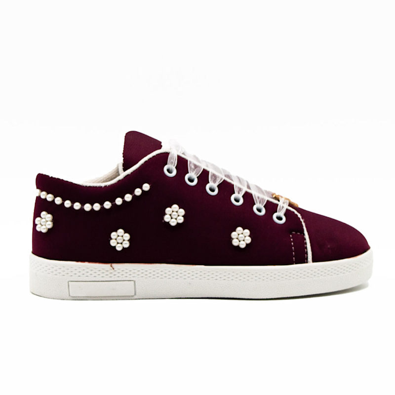 Thumbnail of Maria Luxury Plum Lyrca Handmade Embellished Tennis Shoe image