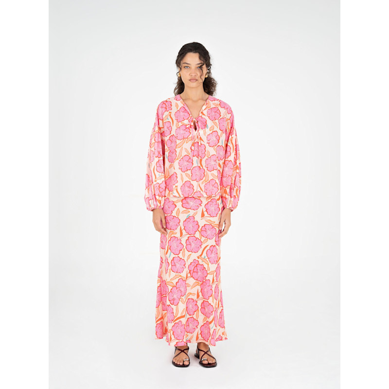 Thumbnail of Marigold Pink Floral Print Skirt image
