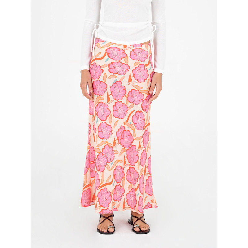 Thumbnail of Marigold Pink Floral Print Skirt image