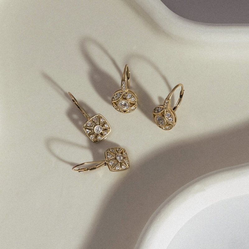 Thumbnail of Diamonbliss Vintage Round Leverback Earrings / Yellow image