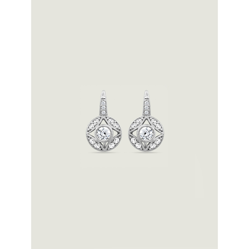 Thumbnail of Diamonbliss Vintage Round Leverback Earrings / Yellow image