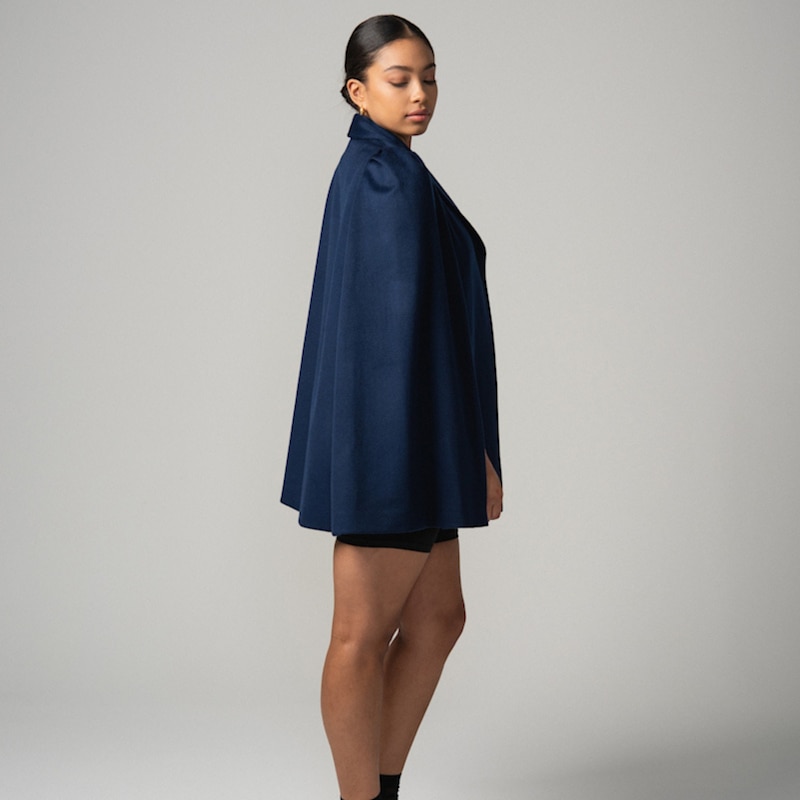 Thumbnail of Wool Cashmere Marina Short Cape In Navy Blue image