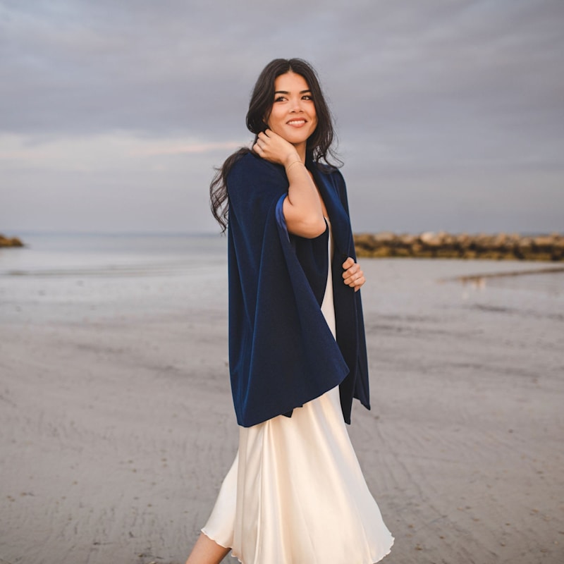 Thumbnail of Wool Cashmere Marina Short Cape In Navy Blue image