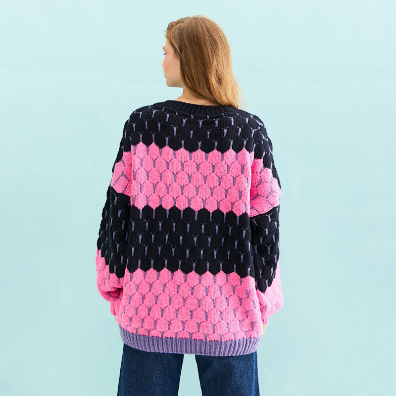 Thumbnail of Marissa Stripe Bubble Stitch Jumper - Navy image