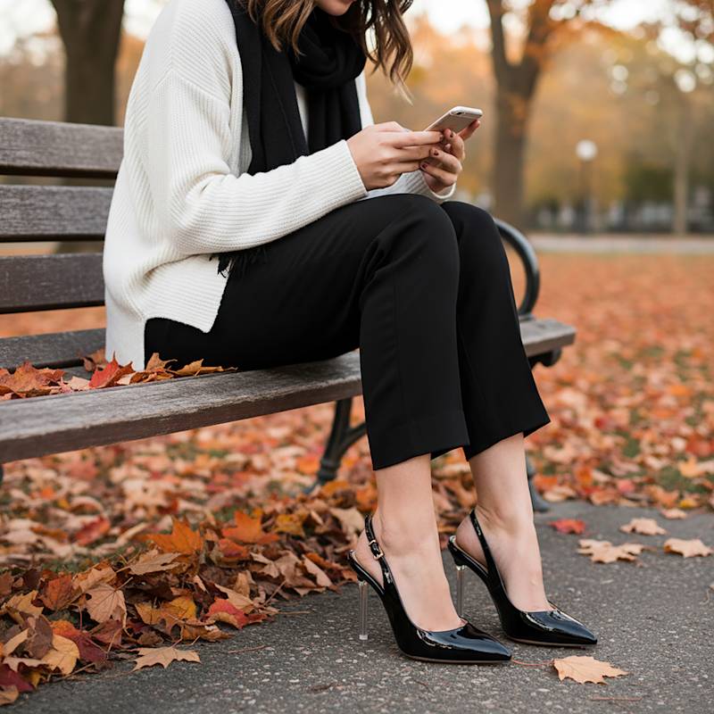 Thumbnail of Marjorie Black Patent Leather Sexy Pump Comfortable Work Valentine Date Sexy Slingback image