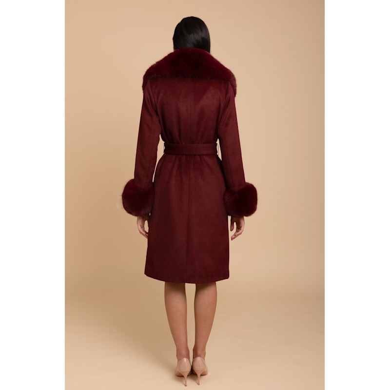 Santinni Cashmere & Wool Coat With Faux Fur - Red