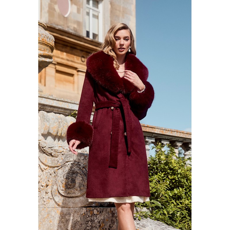 くるみ☆モヘア ボンネット＆モヘアコート＆ゴダール本＆ルルロジェッタコート Marlene Cashmere & Wool Coat With Faux Fur In Rosso | Santinni