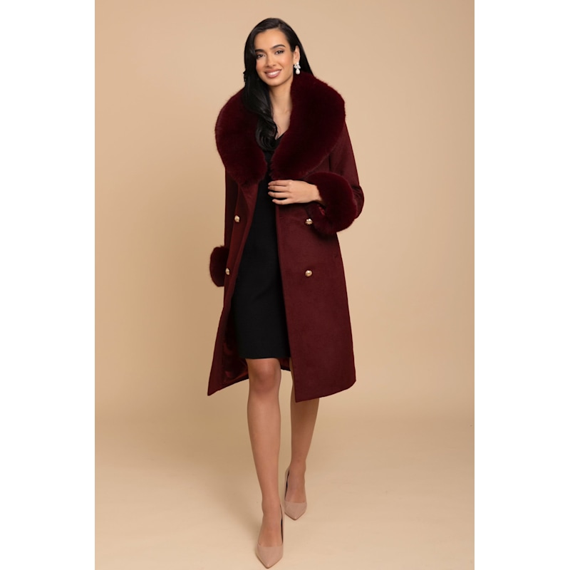 Thumbnail of Marlene Cashmere & Wool Coat With Faux Fur In Rosso image