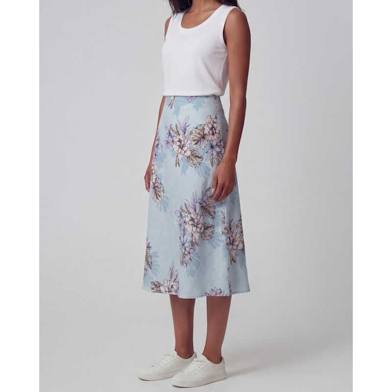 Marni Exotic Floral Teal Womens Midi Skirt | Lords of Harlech