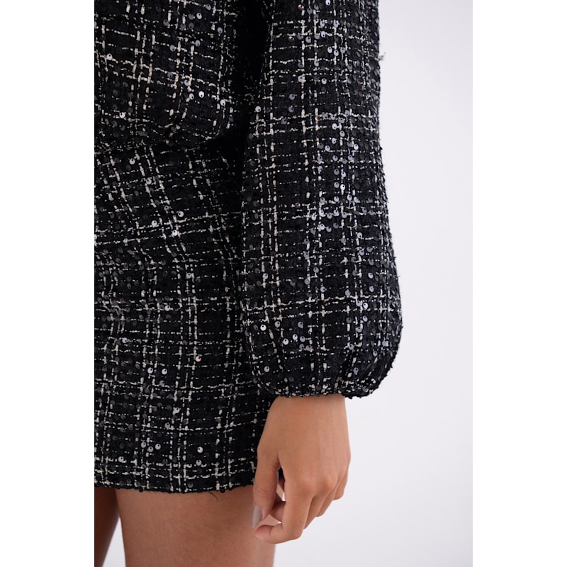 Thumbnail of Marnie Black Sequin Tweed Cropped Jacket image