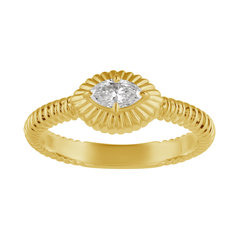 Thumbnail of Marquise Diamond Prong Solitaire Ring In 14K Yellow Gold image
