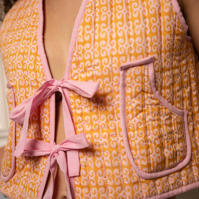 Thumbnail of Masie Reversible Hand Block Print Cotton Crop Quilted Jacket image