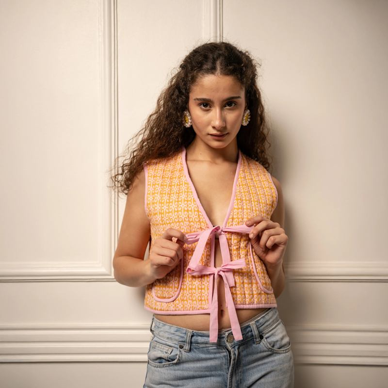 Thumbnail of Masie Reversible Hand Block Print Cotton Crop Quilted Jacket image