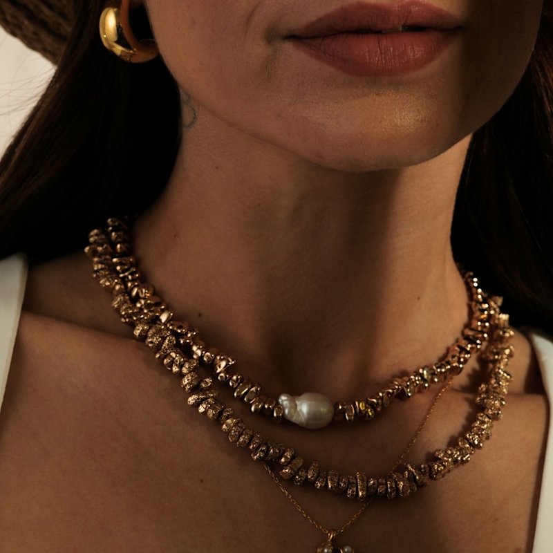 Matte Hematite Stone Necklace LINYA JEWELRY Wolf Badger