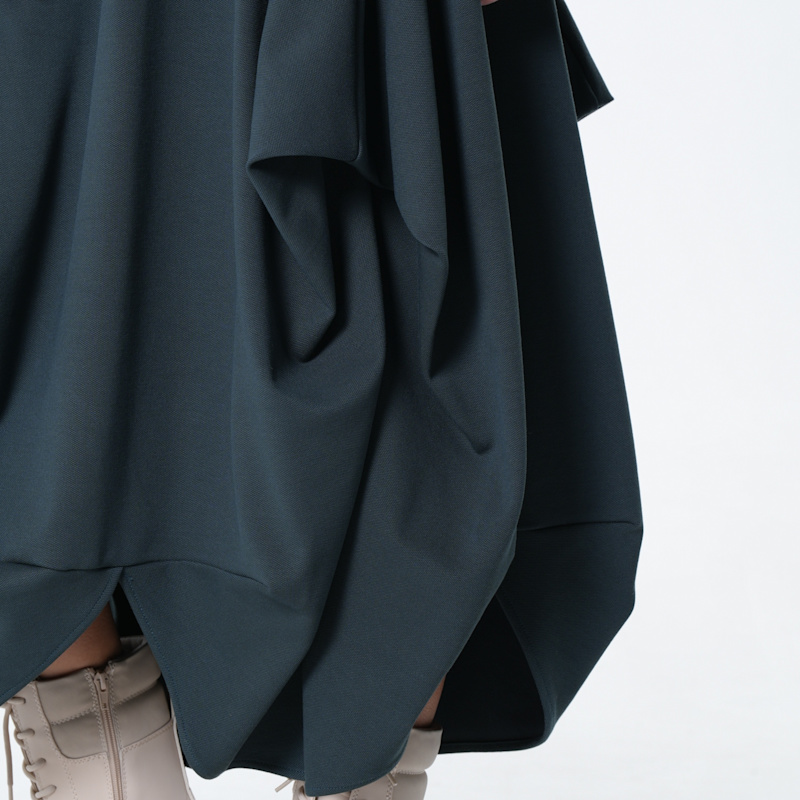Thumbnail of Maxi Draped Dress With Thumbhole Sleeves In Petrol image